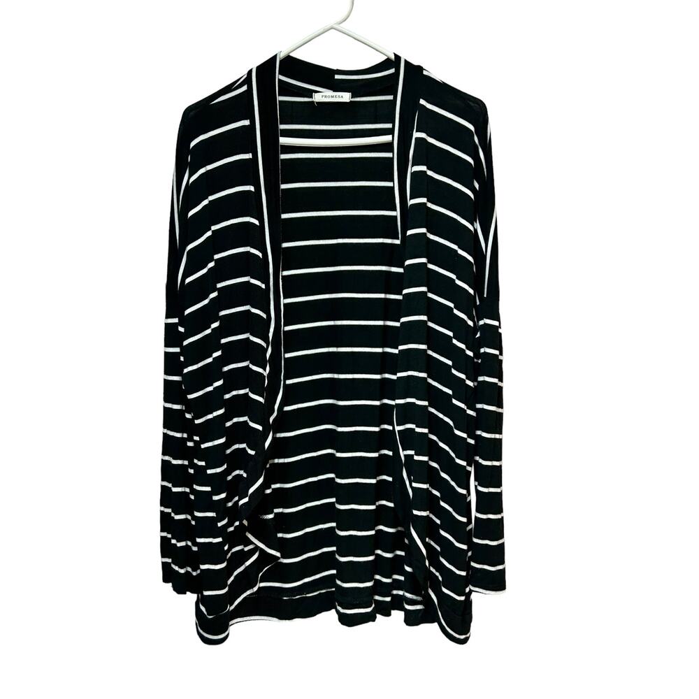 Promesa Butter Soft‎ Sweater Black with White Stripes Size Large